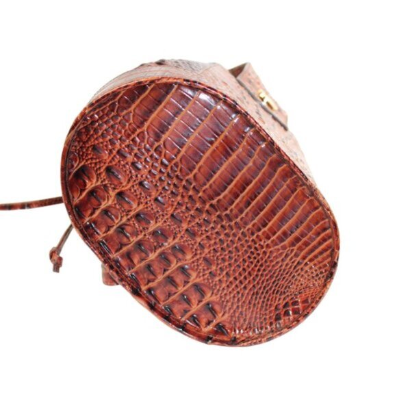 Brahmin Allie Pecan Melbourne Croc Embossed Sling Backpack - Picture 6 of 12